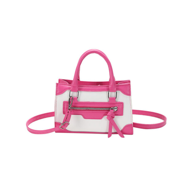 Women's Fashion Simple Contrast Color Shoulder Small Square Bag With Zip - Image 8