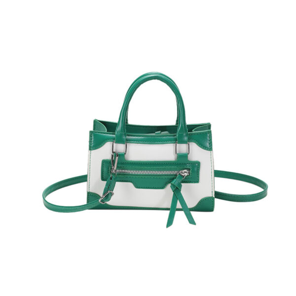 Women's Fashion Simple Contrast Color Shoulder Small Square Bag With Zip - Image 9