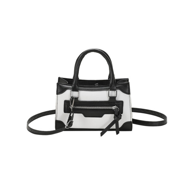 Women's Fashion Simple Contrast Color Shoulder Small Square Bag With Zip - Image 2