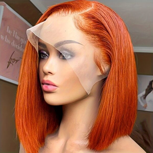 Straight Ginger Orange Bob Wigs Human Hair13x4 - Image 3