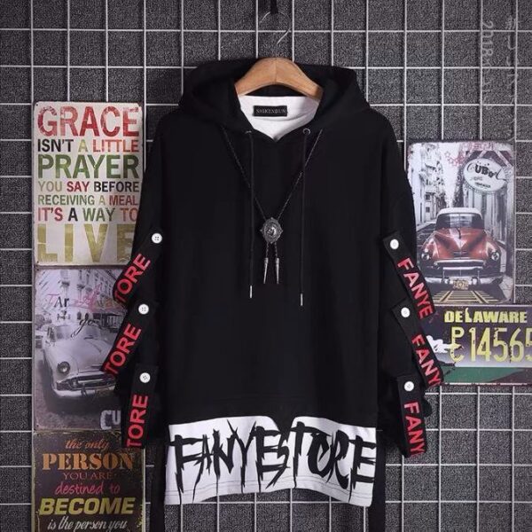 Ribbon print fake two hoodies - Image 5