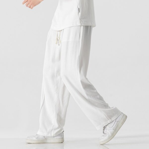 Chinese Style Cotton And Linen Trousers Linen Straight Pants Loose Casual Pants Harem Pants Hong Kong Style - Image 2