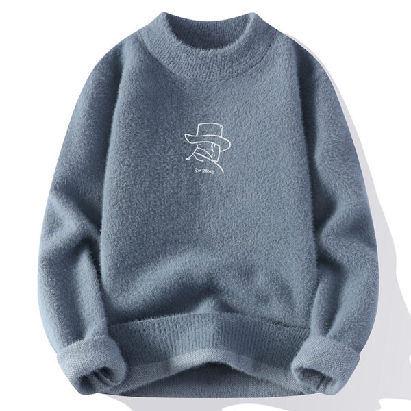 Men's Winter Mink Fur Half Turtleneck Warm Bottoming Sweater - Image 2