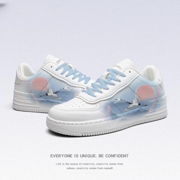Ancient Style White Crane Board National Style Cute Wild White Shoes - Image 3