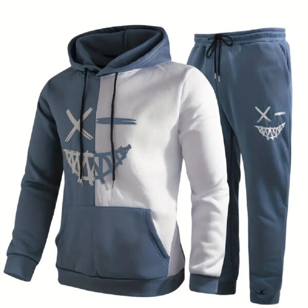 New Sports And Leisure Classic Plaid Hooded Long Sleeve Sweater Suit 2-piece Set - Image 2
