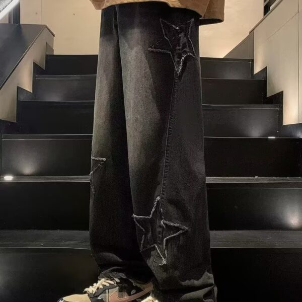 American Retro High Street Washed Loose Design Straight-leg Pants - Image 7