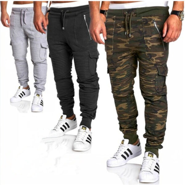 Stripe Pleated Zippered Pocket Pants Man - Image 2