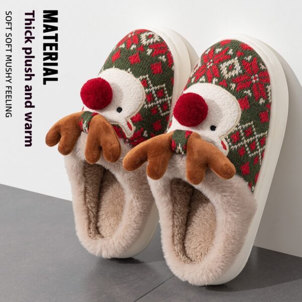 Women's Non-slip Plush Cute Christmas Elk Cotton Slippers - Image 4