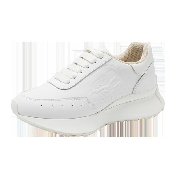 Leather Sports Casual Shoes White Shoes Four Seasons Raise The Bottom Dad Shoes - Image 4