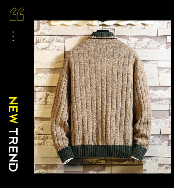 Long sleeve thick half high neck letter pullover sweater for men - Image 2