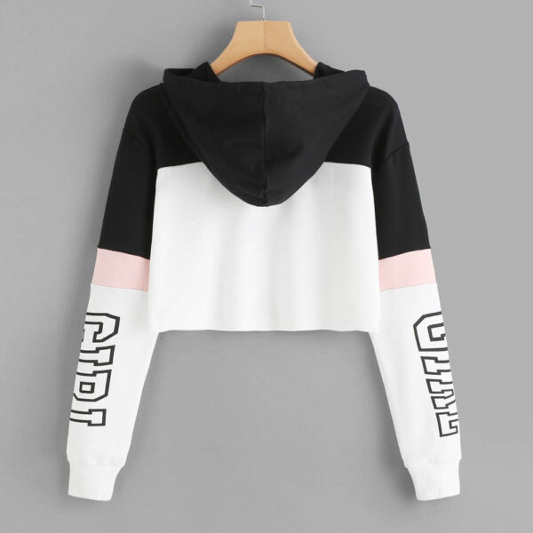 Crop Top Hoodie  Sweatshirt Hoodies Women Patchwork Lett - Image 6
