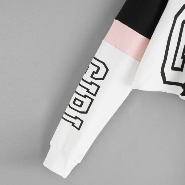 Crop Top Hoodie  Sweatshirt Hoodies Women Patchwork Lett - Image 5
