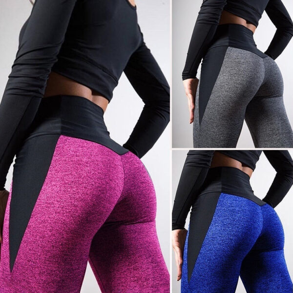 Contrasting Color Stitching Hip-Lifting Slim-Fitting Sports Running FitnessYoga Leggings - Image 6