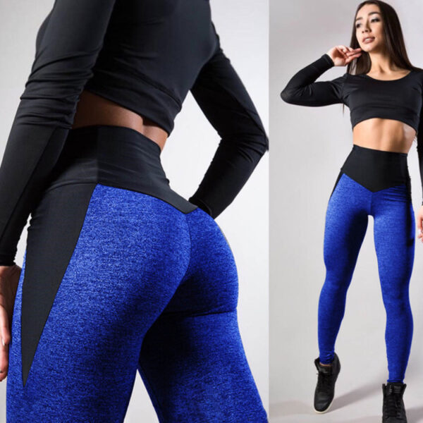 Contrasting Color Stitching Hip-Lifting Slim-Fitting Sports Running FitnessYoga Leggings - Image 7
