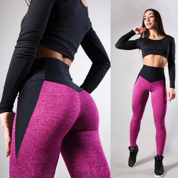 Contrasting Color Stitching Hip-Lifting Slim-Fitting Sports Running FitnessYoga Leggings - Image 9
