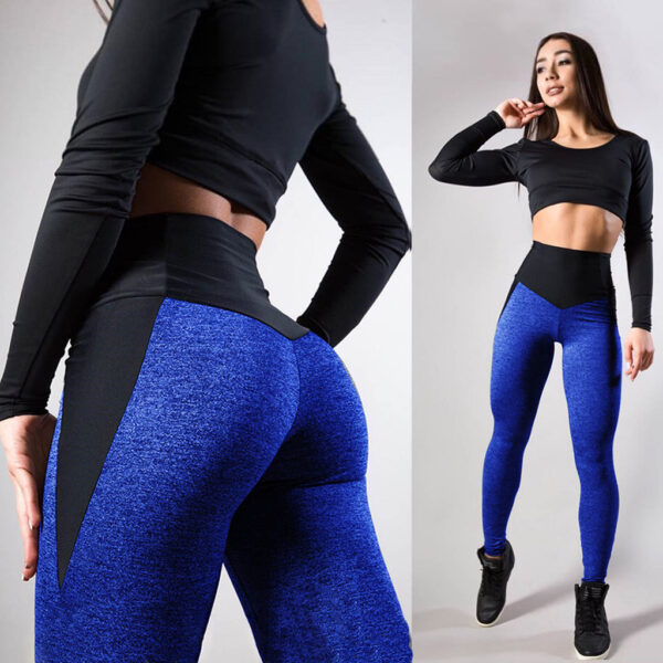 Contrasting Color Stitching Hip-Lifting Slim-Fitting Sports Running FitnessYoga Leggings - Image 5
