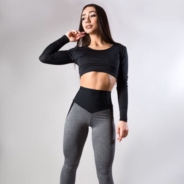 Contrasting Color Stitching Hip-Lifting Slim-Fitting Sports Running FitnessYoga Leggings - Image 3