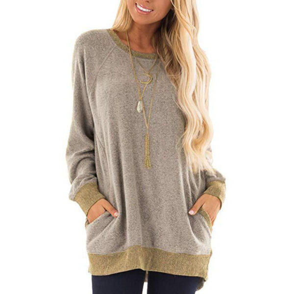 Sweatshirt Winter Contrast Color Stitching Long Sleeve Cross-Border Sweatshirt - Image 6
