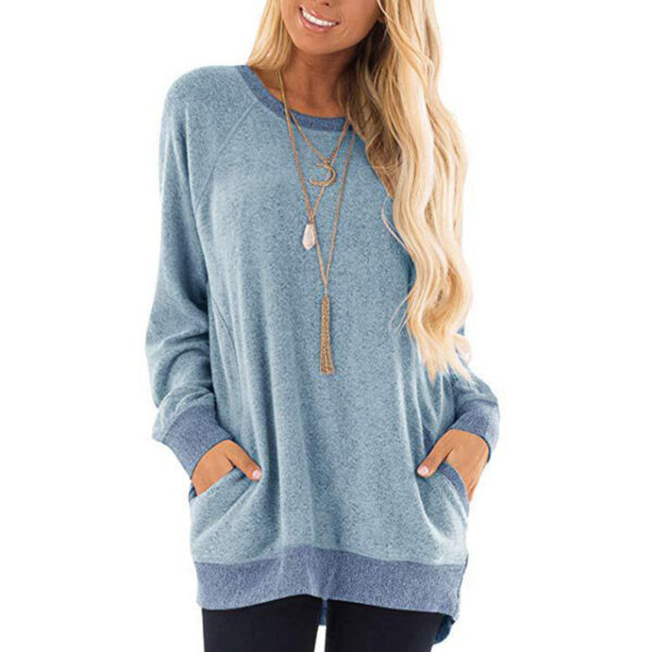 Sweatshirt Winter Contrast Color Stitching Long Sleeve Cross-Border Sweatshirt - Image 3