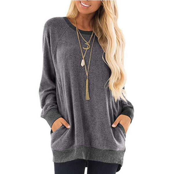 Sweatshirt Winter Contrast Color Stitching Long Sleeve Cross-Border Sweatshirt - Image 5