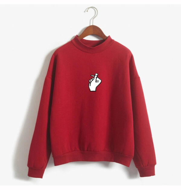 Fast Selling Popular Women''s Clothing Korean Ulzzang Love Finger Than Heart Gesture Plush Sweater - Image 7