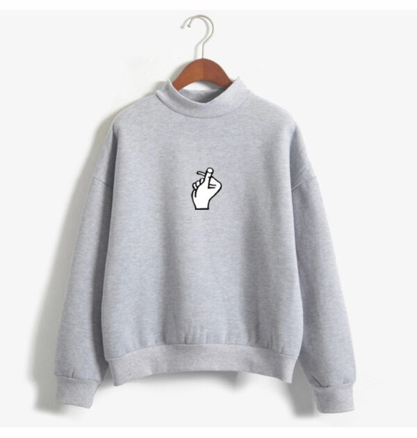 Fast Selling Popular Women''s Clothing Korean Ulzzang Love Finger Than Heart Gesture Plush Sweater - Image 2