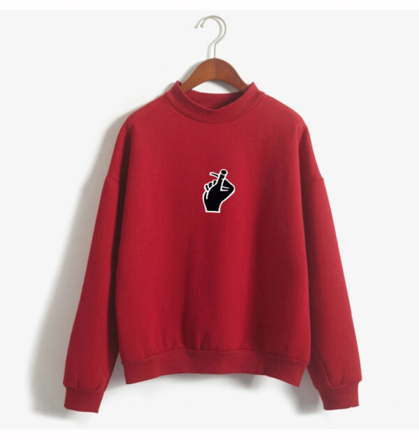 Fast Selling Popular Women''s Clothing Korean Ulzzang Love Finger Than Heart Gesture Plush Sweater - Image 3