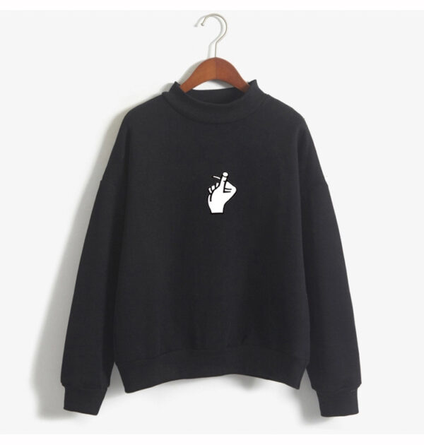 Fast Selling Popular Women''s Clothing Korean Ulzzang Love Finger Than Heart Gesture Plush Sweater - Image 4