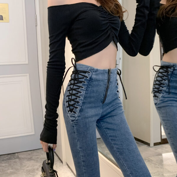 High waist jeans slim skinny cropped pencil pants - Image 4