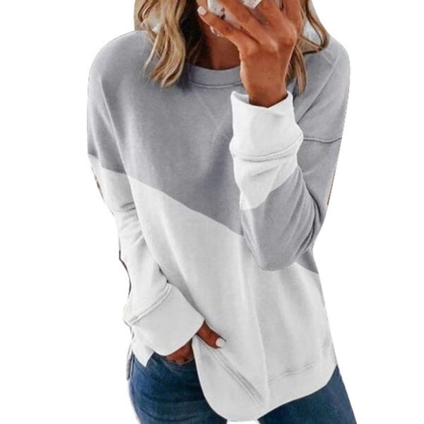 Round Neck Long Sleeve Sweater Color Matching Tops Sport Clothes - Image 8