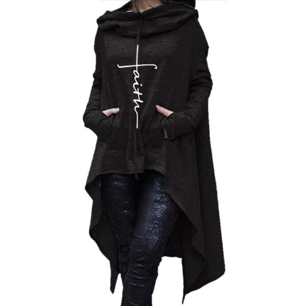 Long embroidered cloak hooded sweater - Image 2