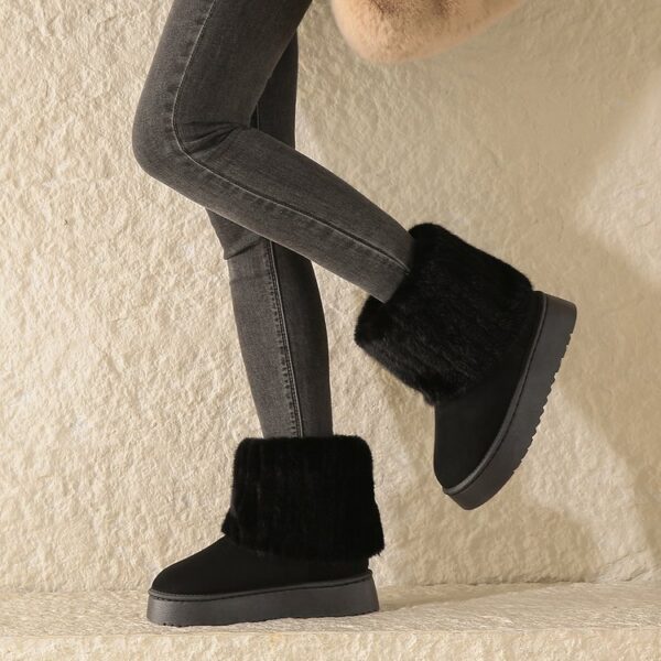 Thick-soled Plush Snow Boots Winter Warm Mid-tube Furry Cotton Shoes For Women Short Boot - Image 7