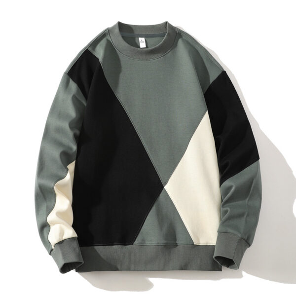 Men's Round Neck Sweater Spring Fashion Loose Breathable Stitching Long Sleeve - Image 3