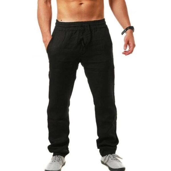 Summer Men's Breathable Linen Loose Leisure Sports Trousers - Image 4