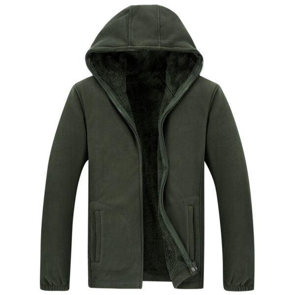 Loose Plus Size Cardigan Hooded Warm Fleece Jacket - Image 4