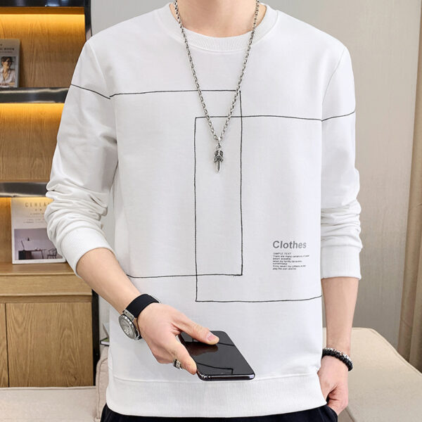 Youth Round Neck Casual Autumn Cotton Sweater Men's Long Sleeves - Image 2