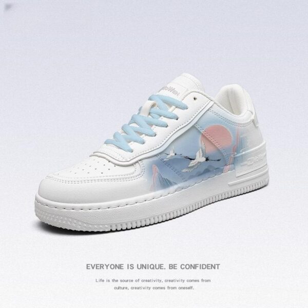 Ancient Style White Crane Board National Style Cute Wild White Shoes - Image 4