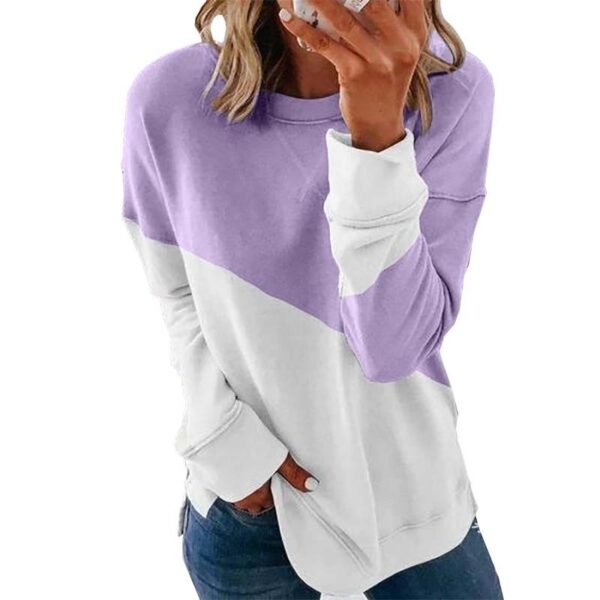 Round Neck Long Sleeve Sweater Color Matching Tops Sport Clothes - Image 4