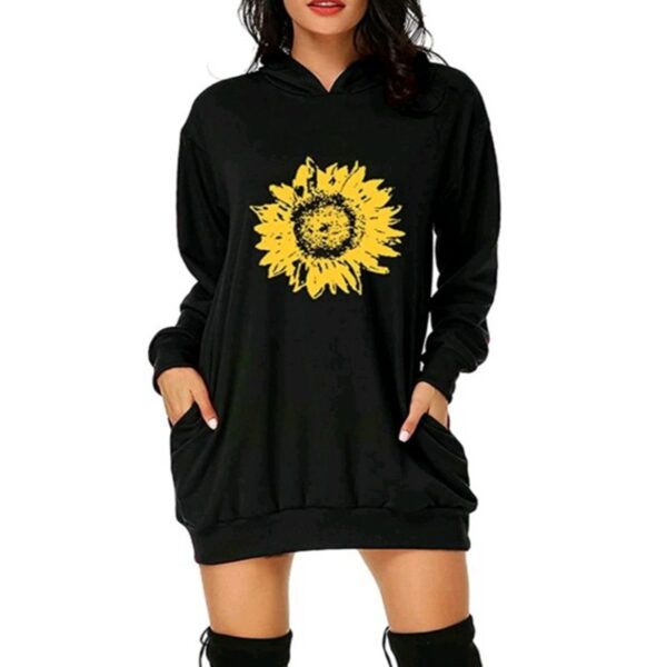 Christmas hot sale printed mid-length pocket hooded long-sleeved sweater - Image 4