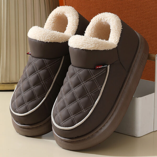Winter Plush Cotton Shoes Warm Thick-bottom Waterproof Home Slippers All-match Indoor Outdoor Garden Shoes For Women - Image 5