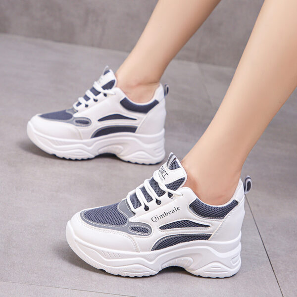 Height Increasing Insole Dad Shoes Mesh Casual Sneakers Platform Running Tourism White Shoes - Image 5