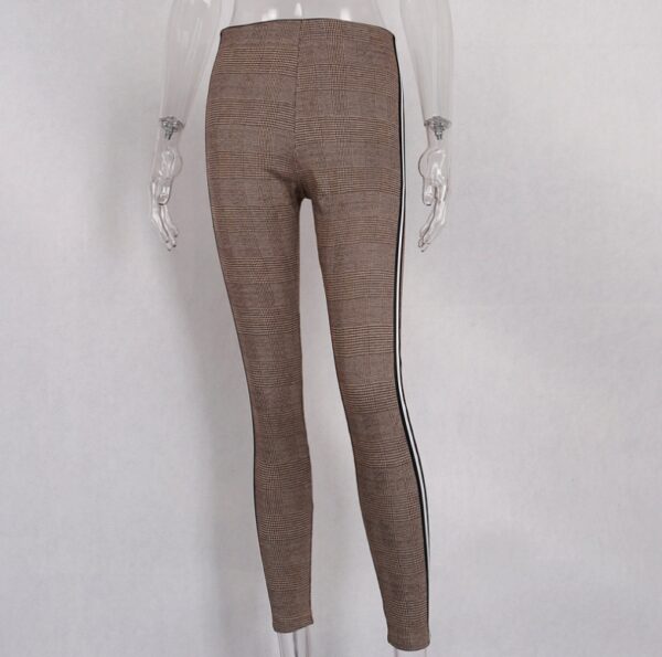 European and American street sports and leisure pants women AliExpress Houndstooth Ribbon high waist tight stretch pants - Image 6