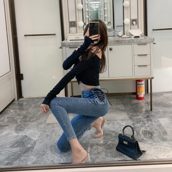 High waist jeans slim skinny cropped pencil pants - Image 2