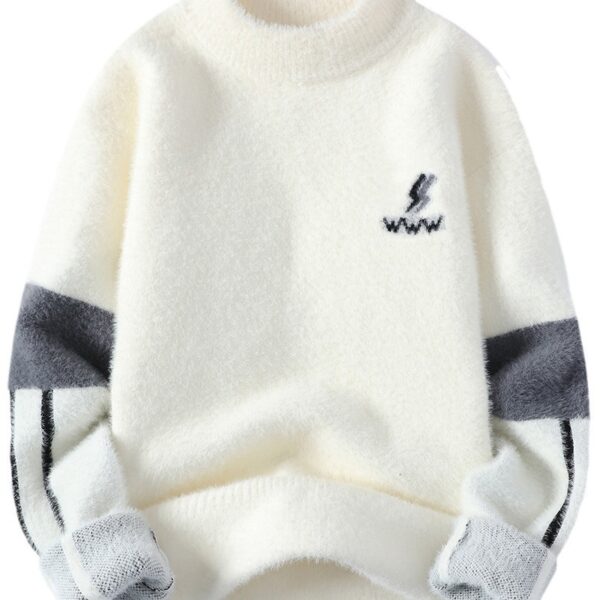 Men's Winter Mink Fur Half Turtleneck Warm Bottoming Sweater - Image 8