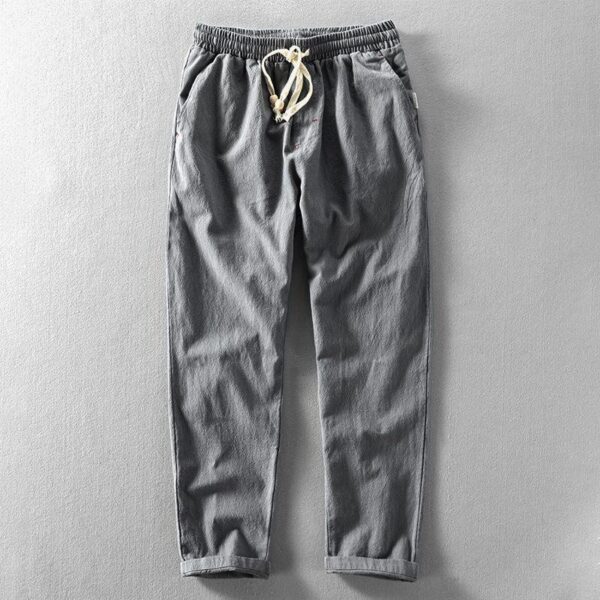 Cotton And Linen Youth Plus Size Long Pants - Image 3