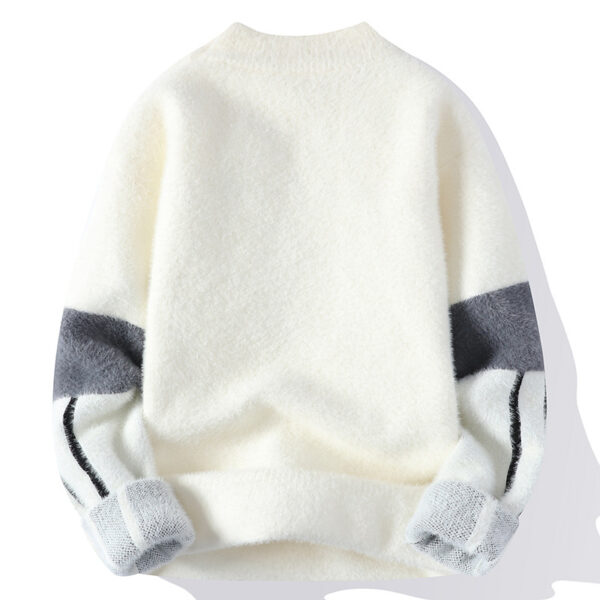 Men's Winter Mink Fur Half Turtleneck Warm Bottoming Sweater - Image 5
