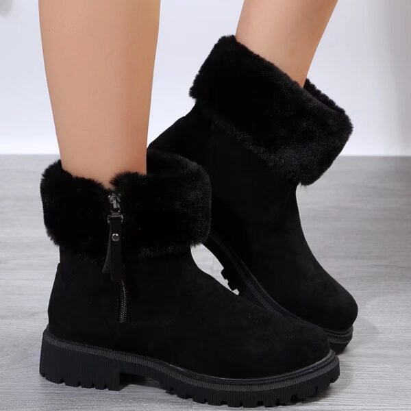 Warm Plush Boots Winter Fashion Side-Zipper Snow Boot For Women Outdoor Thickened Low-heelded Shoes - Image 5