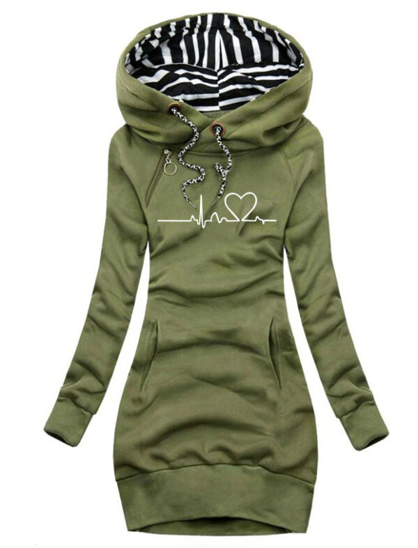 Heart Print Long Clothes Women Hoodie Sweatshirt Pullover Tops - Image 2
