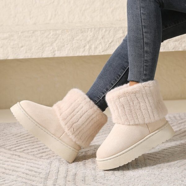 Thick-soled Plush Snow Boots Winter Warm Mid-tube Furry Cotton Shoes For Women Short Boot - Image 5