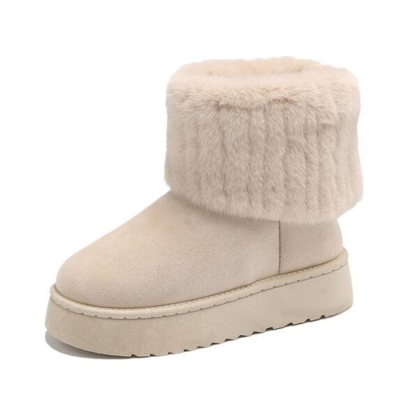 Thick-soled Plush Snow Boots Winter Warm Mid-tube Furry Cotton Shoes For Women Short Boot - Image 4